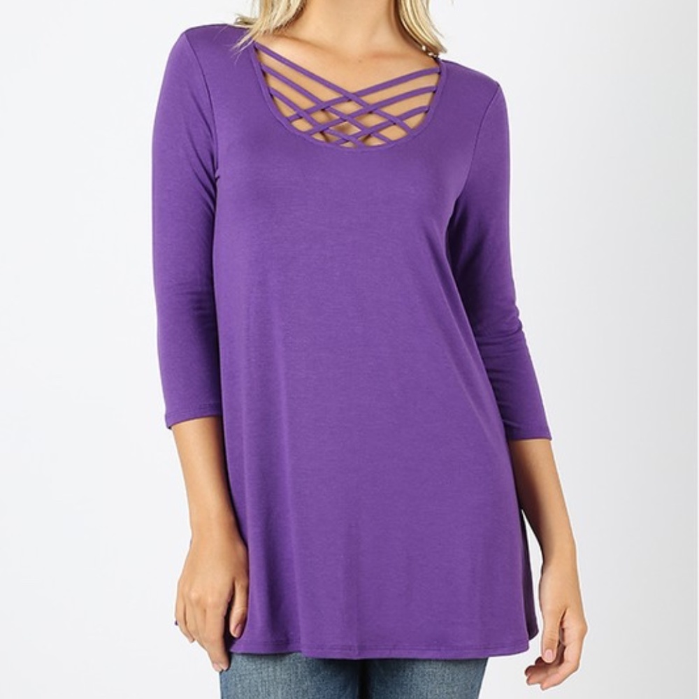 Lattice 3/4 Sleeve Tunic
